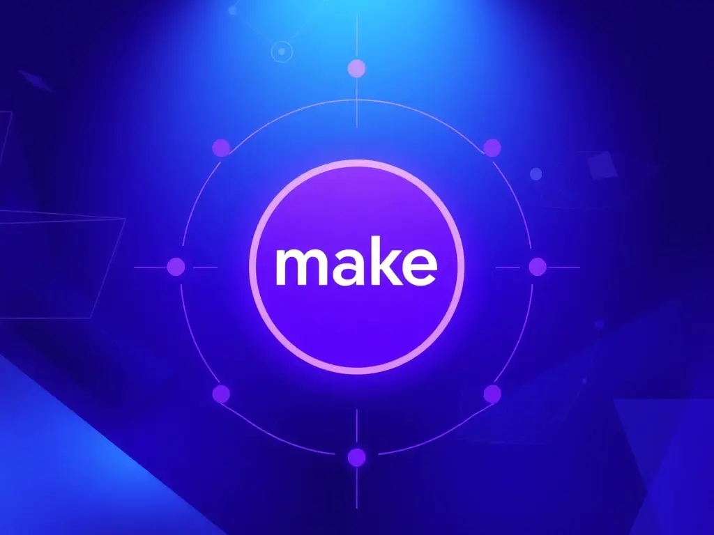 Professional illustration of data synchronization with Make.com concept and implementation